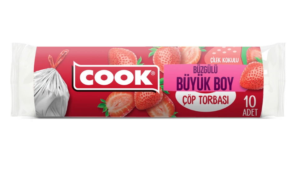 COOK BÜZGÜLÜ ÇÖP TORBASI BÜYÜK 65X70CM-ÇİLEK